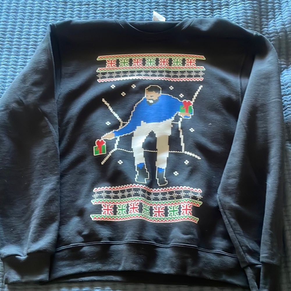 Drake Holiday Sweater, black, medium, new